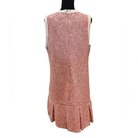 NWT - ANTHROPOLOGIE - Women Maeve Pleated Mini Dress - Size US Large Pink Tweed - Picture 2 of 8